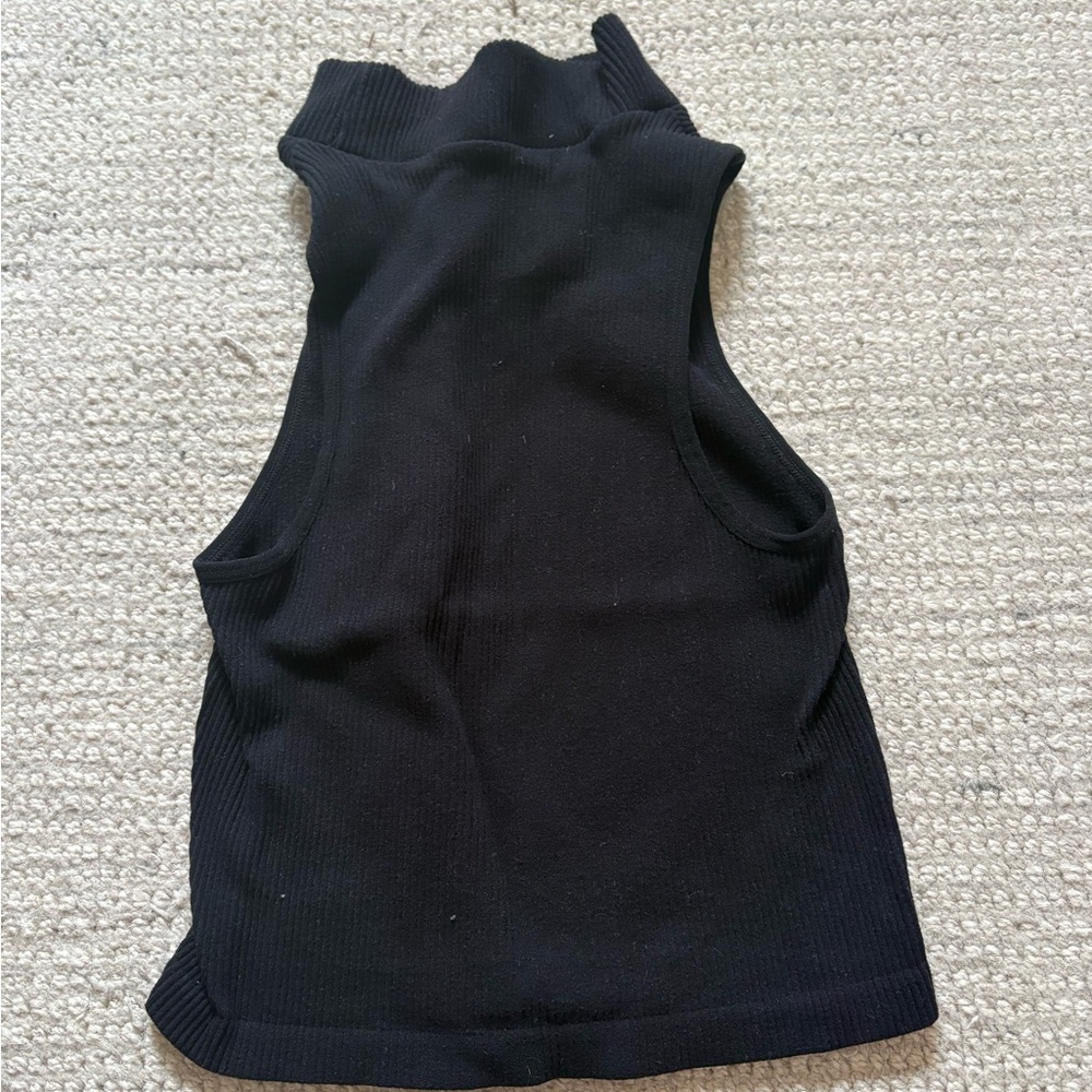 Sleeveless Black Ribbed Women's Top